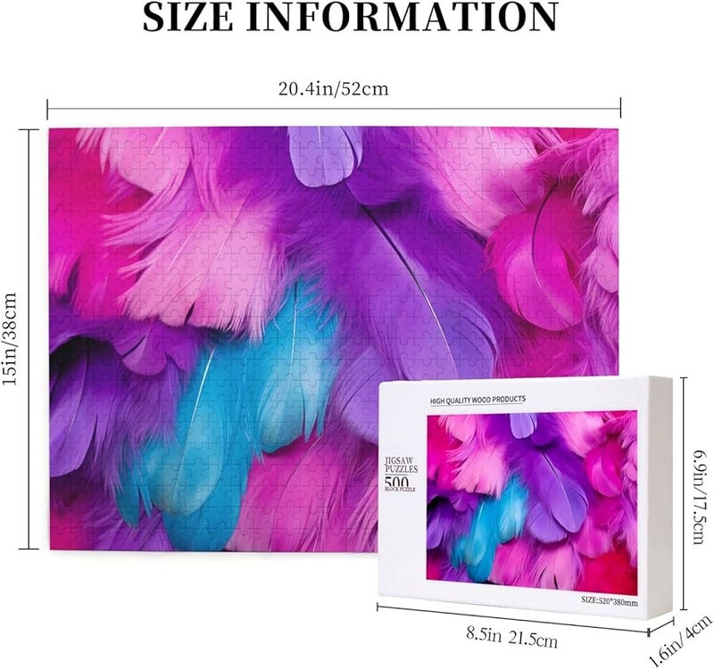 Phayah 500 قطعة أحجية ريش ملون للكبار ديكور المنزل هدية حفلة عيد الميلاد - Image 4